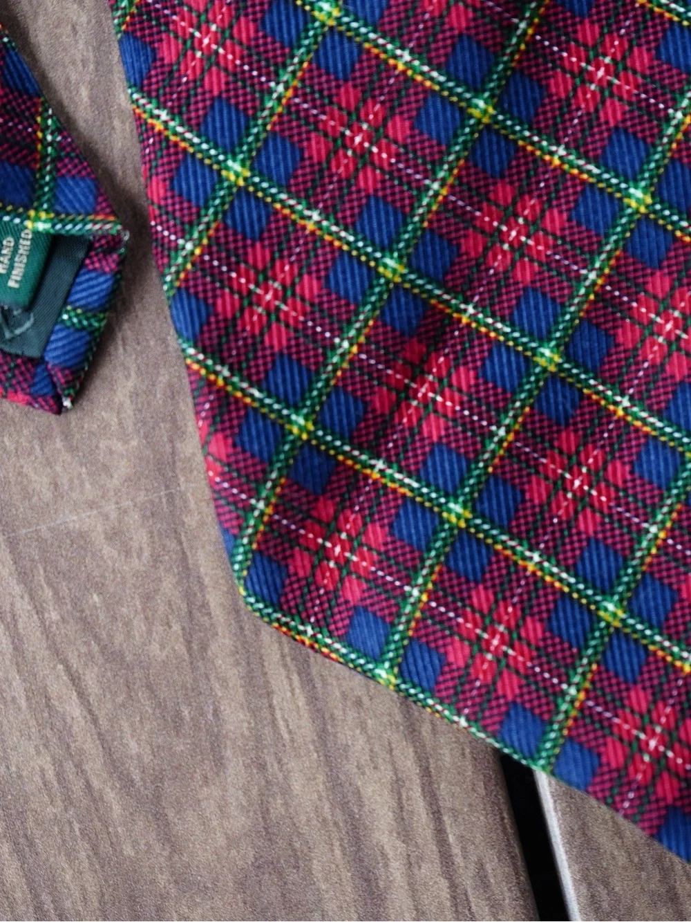 Lauren Ralph Lauren Burgundy and Blue Plaid Silk Tie